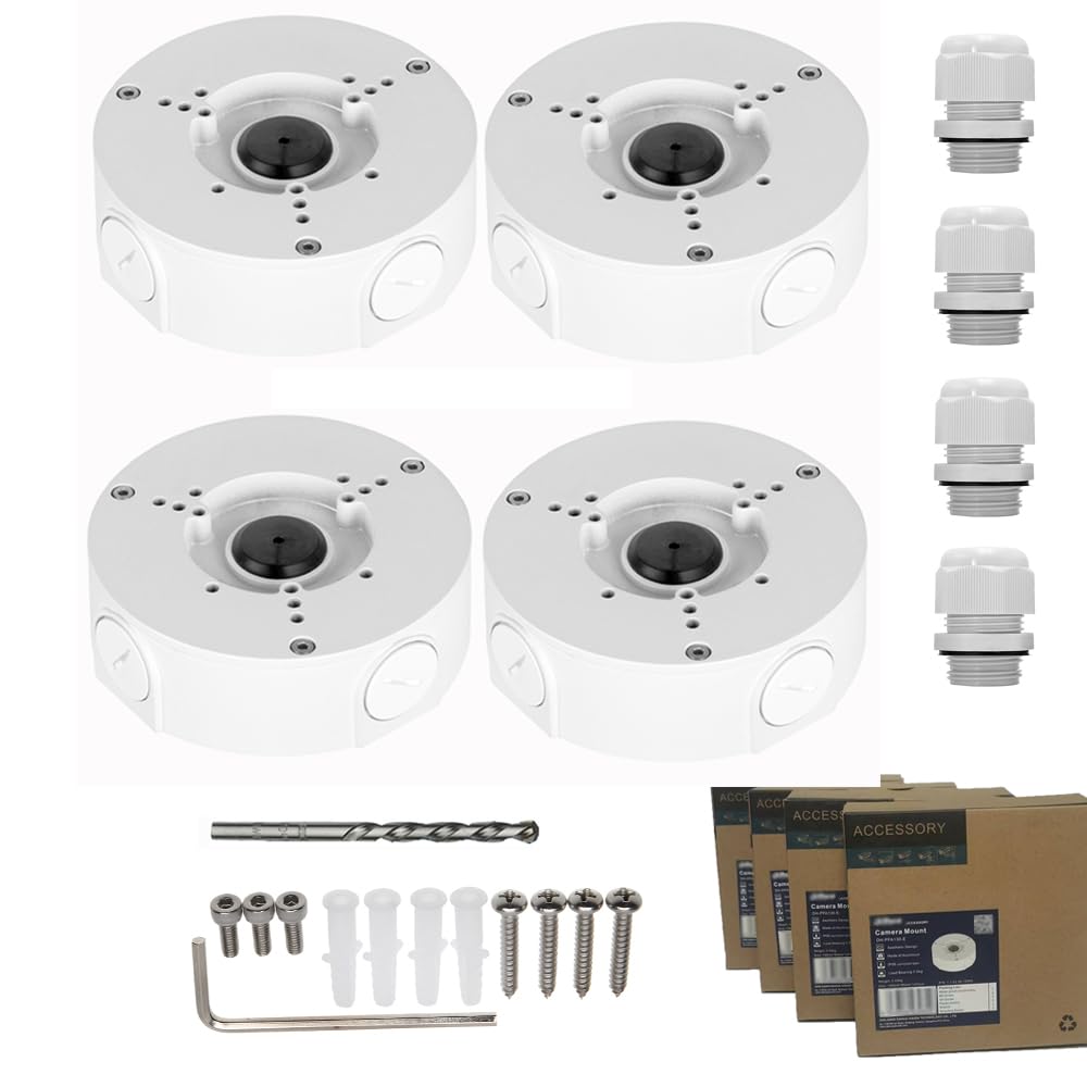 PFA130-E Junction Box for Dome and Bullet Camera, 4 Pack (White-with Cable Glands)