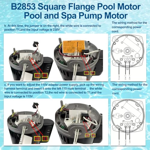 Image of B2853 Pool Pump Motor Replacement for B2853 B2853V1 Motor 56Y Frame Swimming Pool Pump 1 Horsepower,3450 RPM,6.5 /13.0 Amps