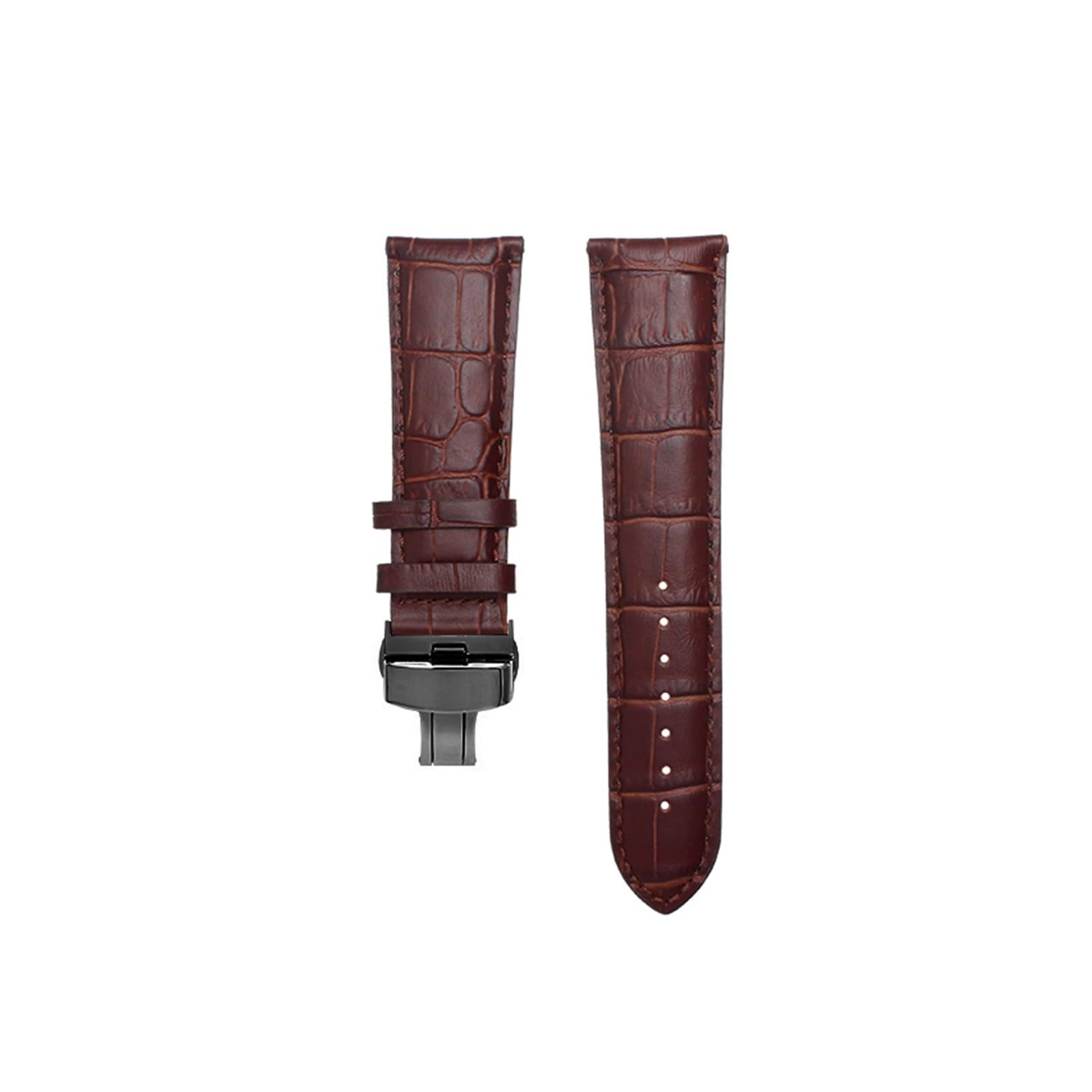 YINGO Correa De Reloj Cuero Genuino, 21mm, 22mm, 23mm, 24mm, Cierre Pasador, Pulsera For Hombre, Grano Cocodrilo