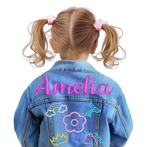Image of Personalized Kids Denim Jacket with Name, Custom Girl Jean Jacket
