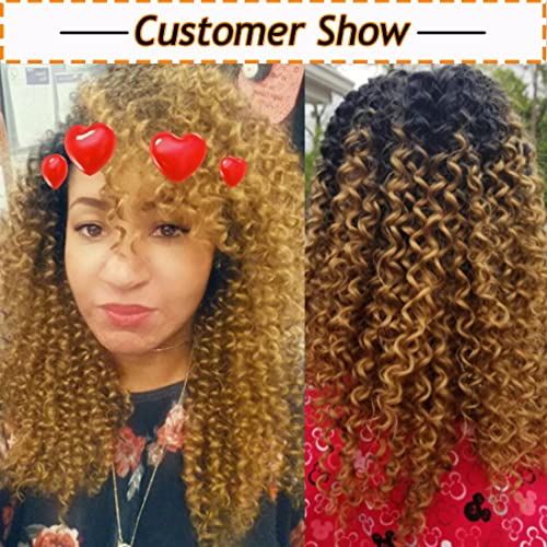 Kinky Curly Synthetic Hair Weave 3 Bundles 16 18 20 Inches Black And Blonde Ombre Colored Hair Extensions #TOP2