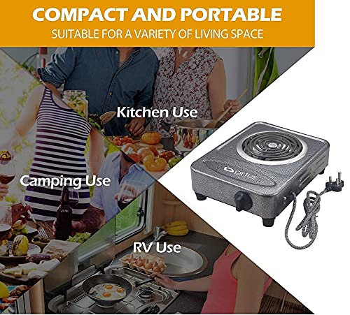 Image of Artus 2000 Watt GALAXY Electric G Coil Radiant Gas Cooking Stove Heater | Induction Cooktop | G Coil Hot Plate Cooking Stove | Works With All Metal Utensils & Cookwares (Ocean Silver, 1 Burner)