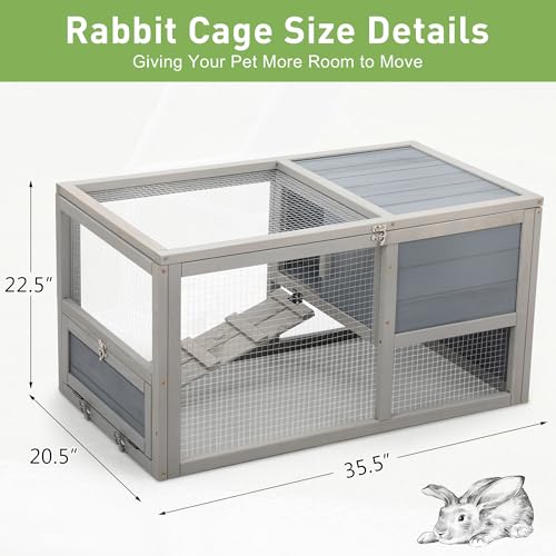 Coziwow Fashion Wooden 36Inches Rabbit Hutch Outdoor With Wheels Bunny Cage Indoor Durable Rabbit Cage With Pull Out Tray thumb #6