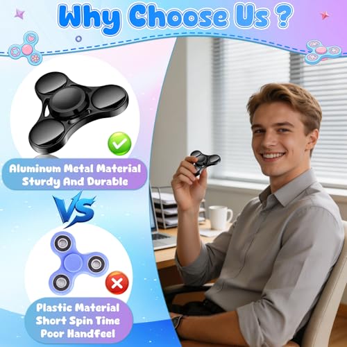 Image of ATESSON Fidget Spinners Toy,Ultra Durable Stainless Steel Bearing High Speed 3-5 Min Precision Brass Metal Finger Spinner,EDC ADHD Stress Relief Anxiety Relieves Reducer for Kids and Adults