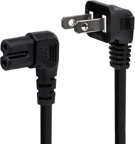 Miniatura 2 de Cable de alimentación para TV, cable de alimentación de TV LCD en ángulo de 90, 2 clavijas, figura 8, cable de alimentación en ángulo tipo L IEC C7