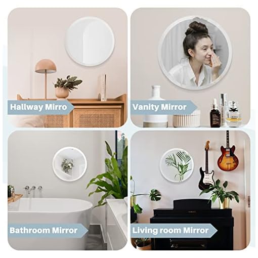 Space Art Deco, Beveled Frameless Round Wall Mirror, 18 Inch Circle