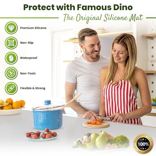 Image of Premium Silicone Mat 25 inch x 17 inch Cooking Mat Thick Heat Resistant, Kitchen Counter Mat Waterproof - Coffee Machine, Glass Top Stove Cover Countertop Protector for Air Fryer, Baking mat (Light Grey)