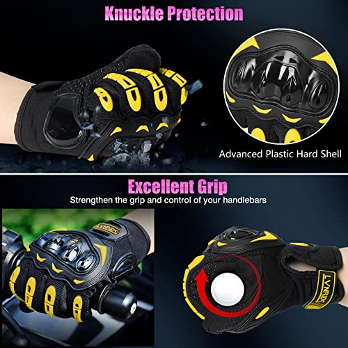 Lvnrids Motorcycle Gloves For Men Women Full Finger Touchscreen Racing Motorbike Gloves For Bmx Atv Mtb Riding Racing Cycling Yellow #TOP3