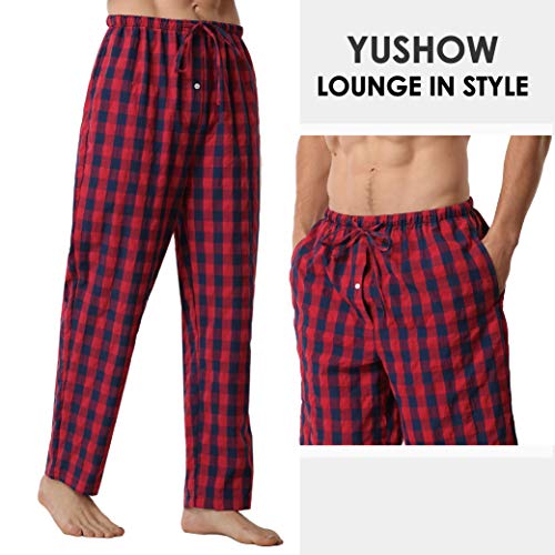 Mens Plaid Pajama Pants 2 Pack Cotton Lounge Pants with Pockets PJs Bottoms3