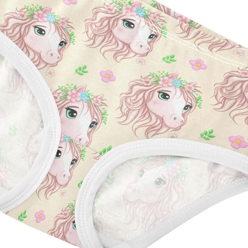 Cute Horse Flowers Floral Yellow Toddler Girls's Underwear 2T 23021914