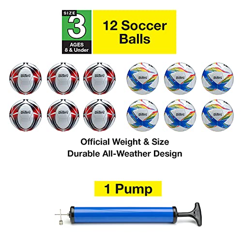 Xcello Sports Soccer Ball Size 5 Assorted Graphics with Pump (Pack of 12)