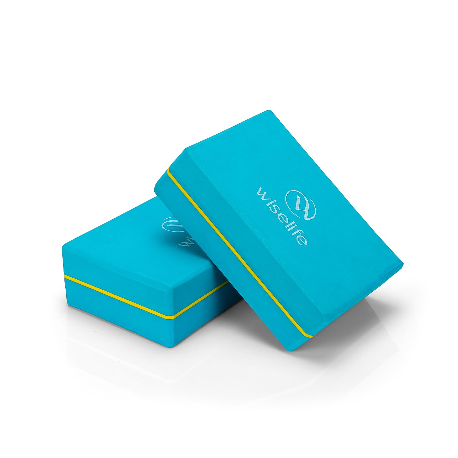 WiseLife Teal Yoga Block | Yoga Brick (Set of 2, Extra Large Size), High Density Premium EVA Foam Material, Odour Resistant, Soft Surface for balance, support & performance