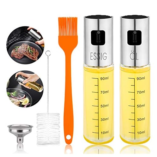 2 Piezas Pulverizador de Aceite, Set de Rociador de Vidrio Dispensador de Oliva Aceite para Aceite y Vinagre para Barbacoa, Cocina, Ensaladas, Hornear, Picnic, asar a la Parrilla