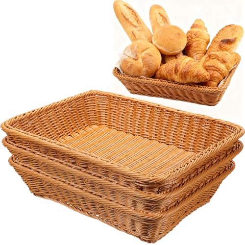 Retainbre 3 Pack Wicker Bread Baskets for Serving 15.8 Inch