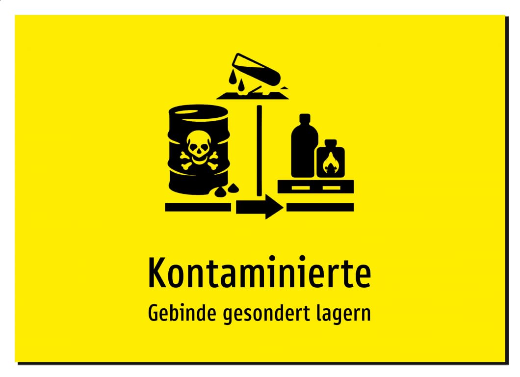 35599-DE-S-13 | Kontaminierte - Gebinde gesondert lagern | Aufkleber A2, 594 x 420mm | mit Symbolgrafik und Text