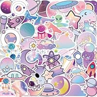 HNTR® Space Stickers | 50 Cute Alien, Plant & Star Star Stickers | Space Themed Gifts | for Laptops & Scrapbooks