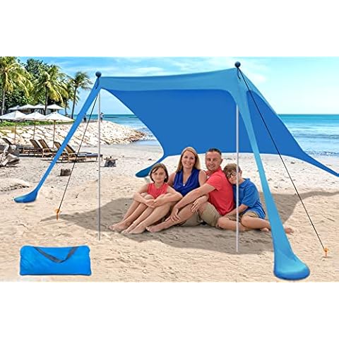 YENGIAM Beach Canopy Beach Tent Pop Up Shade 7.5X7.5 FT Portable Sun Shelter Extra Windproof Rope Stable Sun Protection Cover