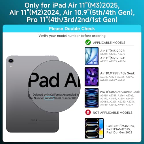 Image of Transparent Case with Keyboard iPad Air 11 Inch (M4 /M3 /M2, 2026 /2025 /2024) / iPad Air 5th /4th Generation 10.9 inch / iPad Pro 11 inch 1st /2nd /3rd /4th Trackpad, Pencil Holder, 7-Color Backlit, Rotatable, blue