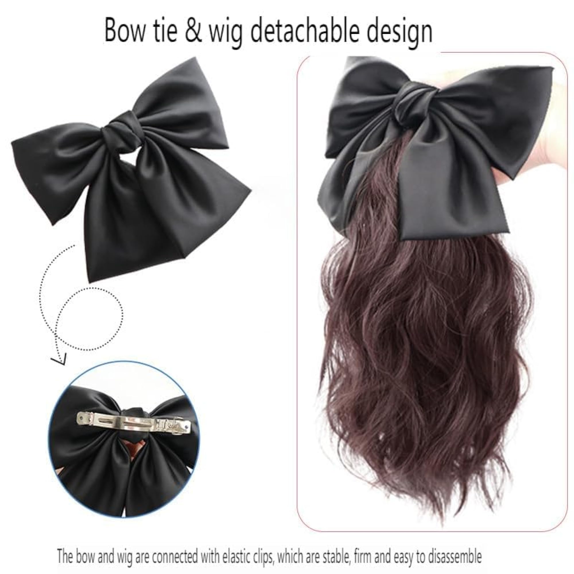 Light Weight Fluffy Ponytail with Large Butterfly Bow Clip