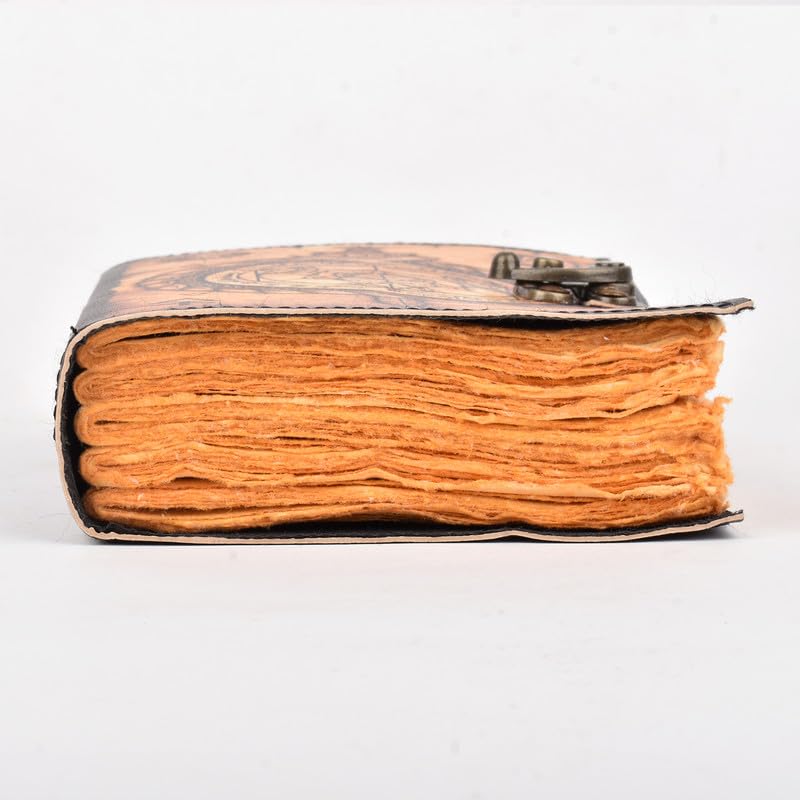 Image of Leather Journal Diary for Women and Men Travel Diary Notebook for Writing With Antique Deckle Edge Paper, Compass Printed 17.78 X 12. 7 CM (A5 Size)