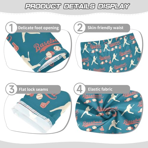 Baseball Player Girls Leggings,Workout Leggings for Girls Toddler Athletic Leggings Size for 3-10T3