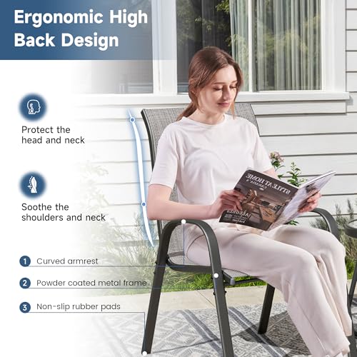 Image of Amopatio Patio Chairs Set of 6, Outdoor Stackable Dining Chairs for All Weather, Breathable Garden Outdoor Furniture for Backyard Deck(Light Grey)