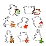 Aitsite 8 Stück Ausstechformen Weihnachten, Backen Plätzchenausstecher Aus Edelstahl Metall, Keksausstecher Weihnachten Fondant Ausstechformen Set für Tortendeko Kekse