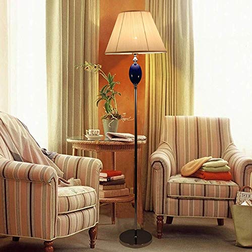 Lampadaire Salon Lampadaire-Moderne Autoportant Moderne Lampadaire Grand Bureau Lampe de Lecture De Chevet Passe Sur Le Bureau Abat-Jour En Tissu Cristal...