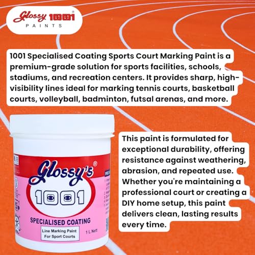 Image of 1001 White Line Marking Paint WT | Sports Court Grade | For Tennis, Badminton, Football, Basketball & Multi-Sports Ground | Durable & Weatherproof | 1 Litre