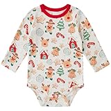 pureborn Baby Boys Girls Viscose From Bamboo Bodysuit Long Sleeve Romper One-Piece Outfit Christmas 18-24 Months
