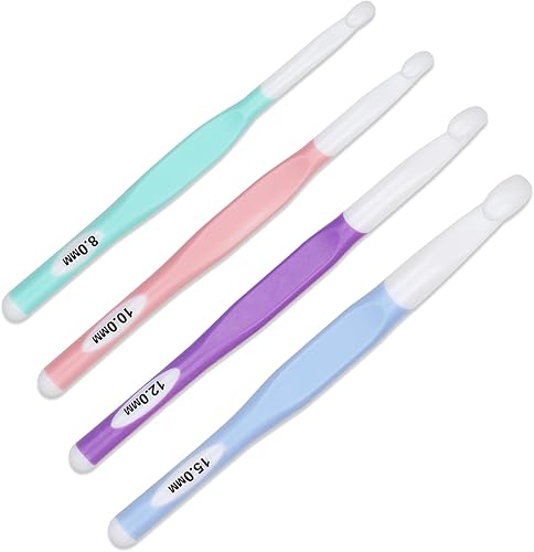 Katech Juego de 4 ganchos de ganchillo de gran tamaño (0.315 in, 0.394 in, 0.472 in, 0.591 in), juego de agujas de ganchillo ergonómicas para