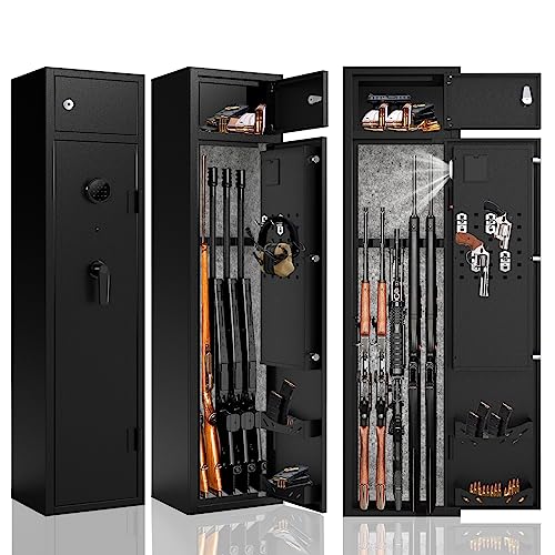 Fandon 5-4 Gun Safe,Gun Safes For Home Rifle And Pistols, Rifle Safe And Shotguns Long Gun Cabinets,Anti-Theft Gun Safes Quick Access Biometric Password Lock & Silent Mode #TOP2