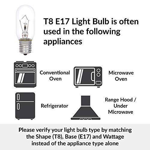 Simba Lighting Microwave Appliance Light Bulb T8 40W (6 Pack) Incandescent With E17 Intermediate Screw Base For Ovens, Under Hood, Stove Top, Range, 110V 120V 125V 130V, Dimmable, 2700K Warm White #TOP2