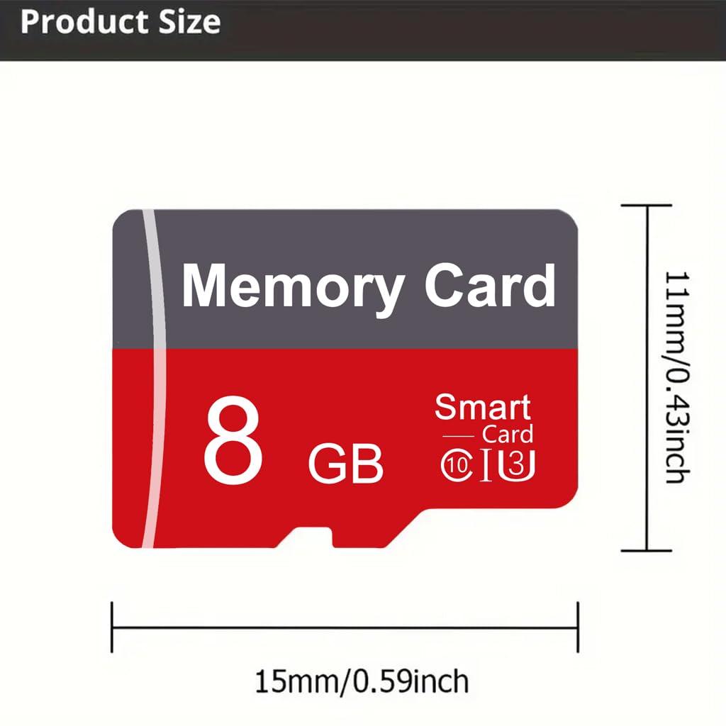 Karta pamięci 8 GB z adapterem, karta TF o wysokiej prędkości, UHS-I C10 A1, karta pamięci TF do tabletu, telefonu komórkowego, aparatu, samochodu, audio, konsoli do gier, 2 szt