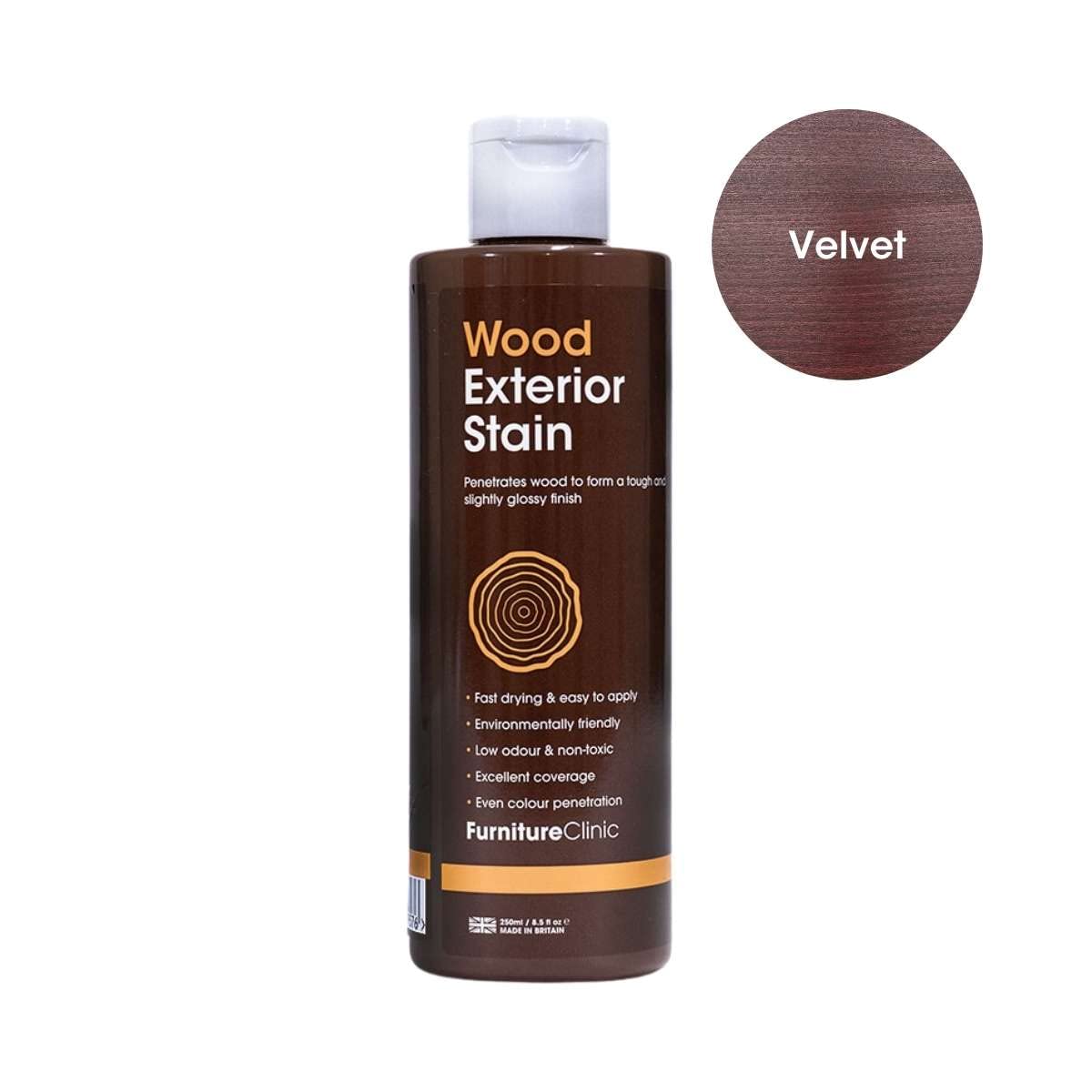 Buy Exterior Wood Stain (Velvet, 250ml) Fast Drying, EasytoApply