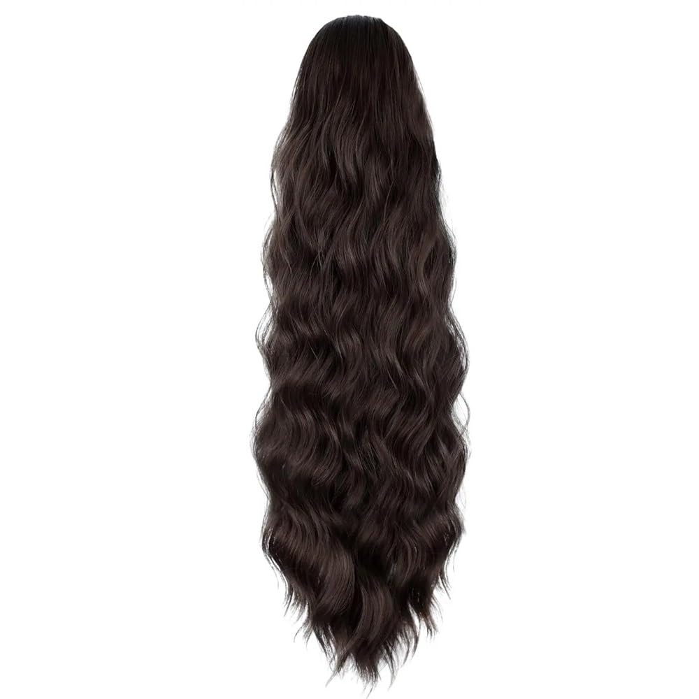 Colas de caballo largas onduladas con cordón para mujer, extensiones de pelo sintético para uso diario (#4,16 pulgadas)
