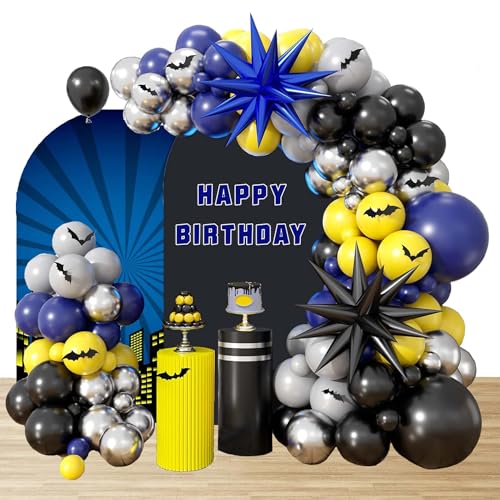 Birthday Balloon Arch Garland Kit Bat Latex Balloons Foil Balloons Party Decorations Super City Theme Party Supplies