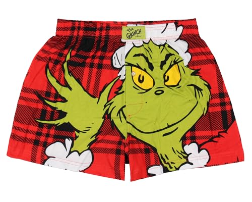Dr. Seuss The Grinch Men's Don't Be A Grinch Plaid Boxers Underwear Lounge Sleepwear