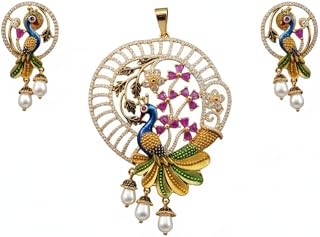 Alankritaa Premium Pendant with Earrings for Women and Girls | Elegant Stylish design embellished with Sparkling Stones | ... Price In India