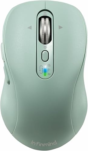 INFINMIND Mouse inalámbrico Bluetooth con desplazamiento de 4 vías, recargable, 4 niveles 3200 DPI, clic silencioso, 3 dispositivos para Windows,