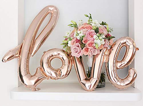 Large Rose Gold Love Foil Balloons Banner,42 Inch Mylar Foil Letters Balloons Reusable Ecofriendly Material For Wedding Bridal Shower Anniversary Engagement Party Decorations Supplies #TOP1