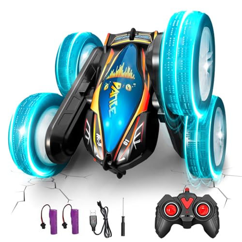 [2025年新登場ラジコンカー] Toyone ラジコンカー 子供向け人気LEDライト＆音楽機能搭載！360°回転スタントラジコンカー 両面走行4WD四輪駆動RCカー 2.4Ghz高感度リモコンおもちゃ 充電式バッテリーが2個 日本語取扱説明書オフロードラジコンC700子供から大人まで喜ぶプレゼント