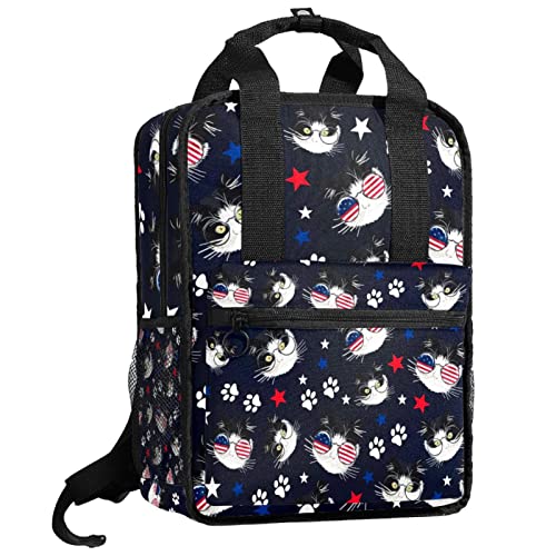 Sac à dos garçon chat hipster à bretelles réglables confortables