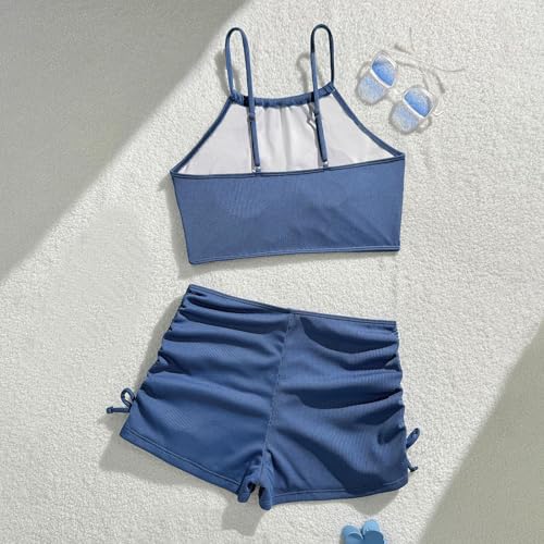 Tankini de niña de dos piezas con culotte de diseño minimalista para playa 4