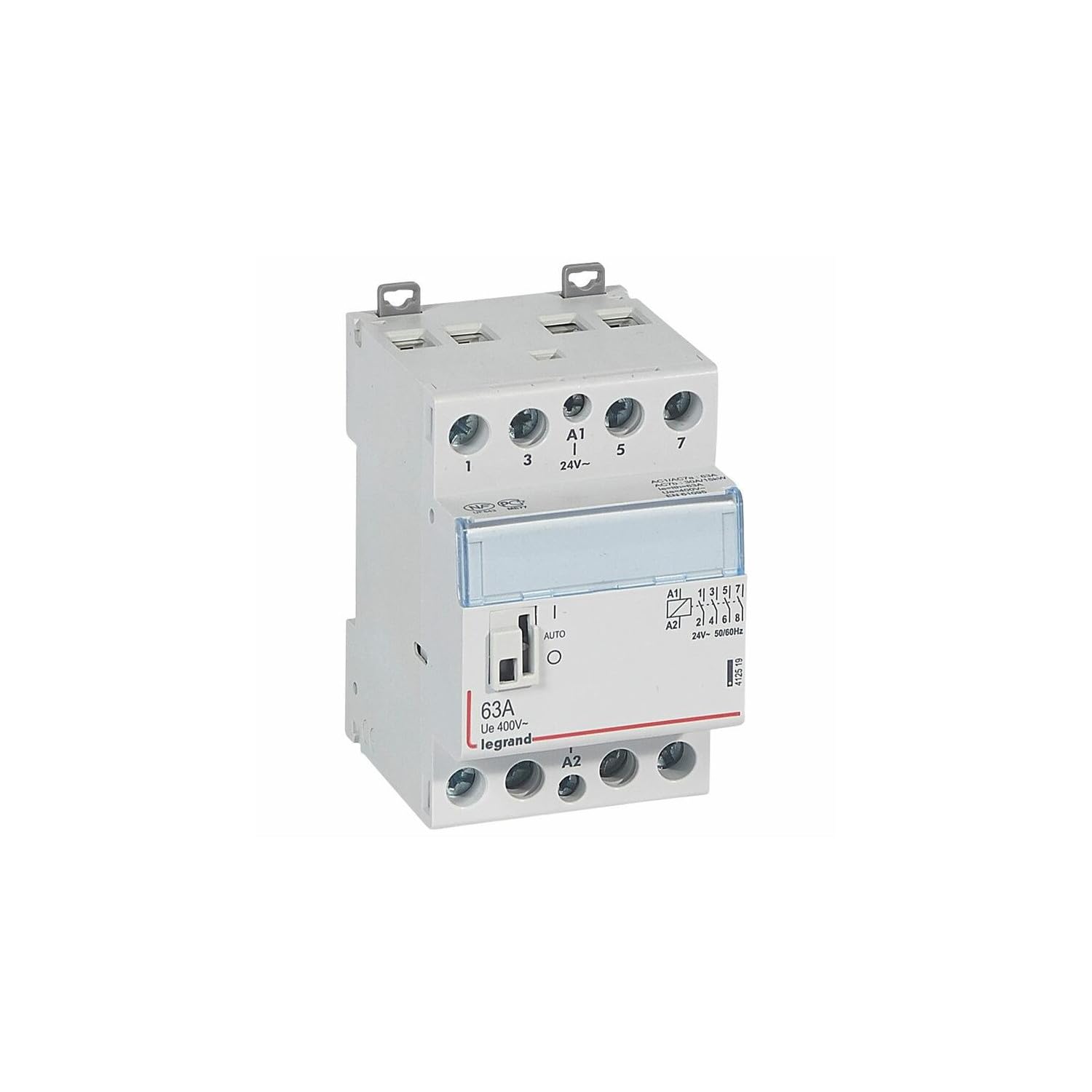 412519 Legrand - Contacteur à Commande Manuelle Bobine 24v~ - 2p - 63a - Contact 4no - 2 Modules