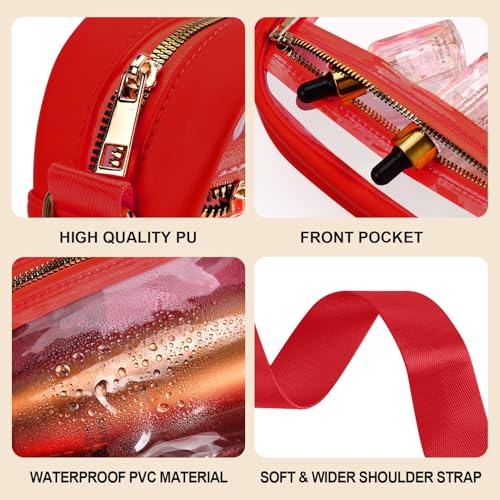 Image of Fibrdoo Clear Bag Stadium Approved, Leather Clear Crossbody Purse Bag for Concerts Sports Events Festivals