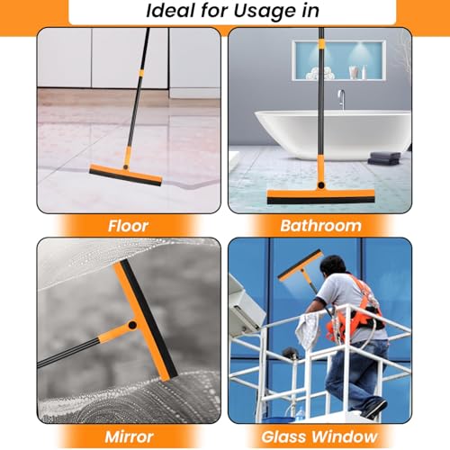 Image of Zureni Floor Squeegee Wiper with Telescopic Handle Angular 180 Rotatable Movement Metal Rod for Home Bathroom Kitchen Wiping & Cleaning (Random Color, Zize- 110.5X 40x 4cm)