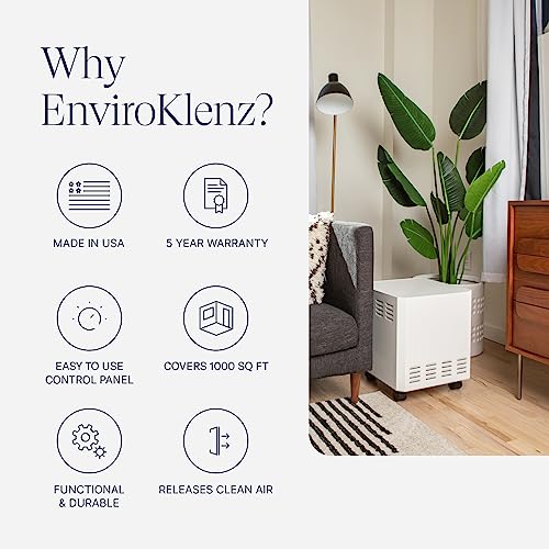 Enviroklenz Home Air Purifier 1000 Sq Ft Standard, With Hepa Filter (White) | Maximum Coverage, Minimum Noise | Eliminate Particles, Odors, Dust, Pet Dander, Allergies, Smoke, And More #TOP2