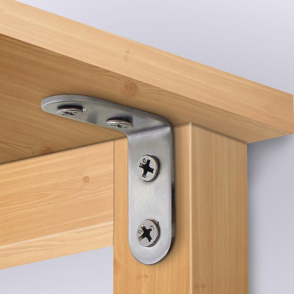 10Pcs L Shaped Corner Bracket 90 Degree Angle Bracket Stainless Steel Furniture Hardware Cabinet Screens Corner Brace Fastener with 40 Screws
