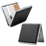 2 X PU Leder Zigarettenetui Metall Schwarz Zigarettenetui 20 Zigaretten - PU Leder Zigarettenbox für Drehzigaretten Filterzigaretten - Zigarettenzubehör elegant Zigarett case